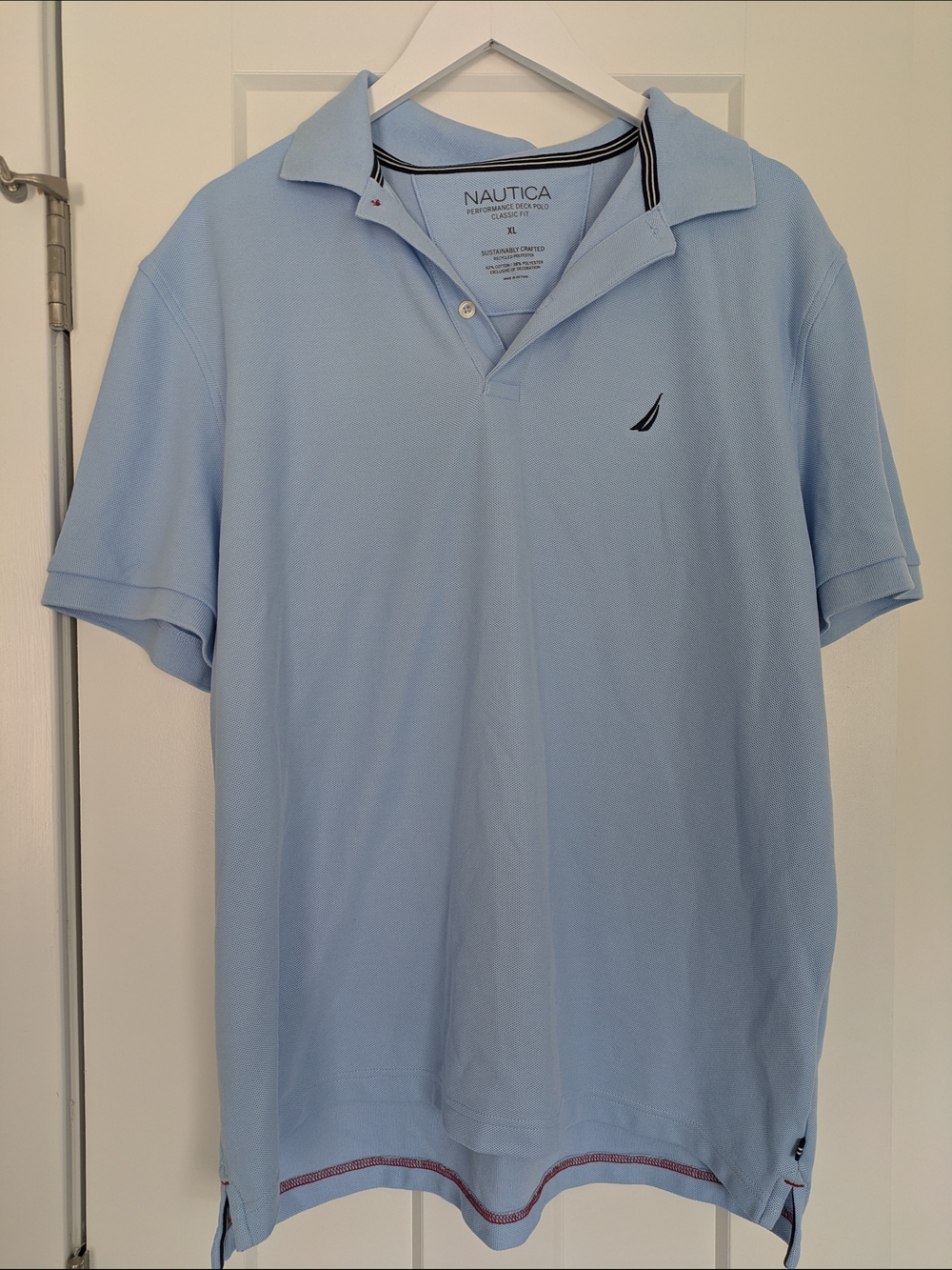 Nautica Men's Sky Blue Deck Polo with Navy Logo